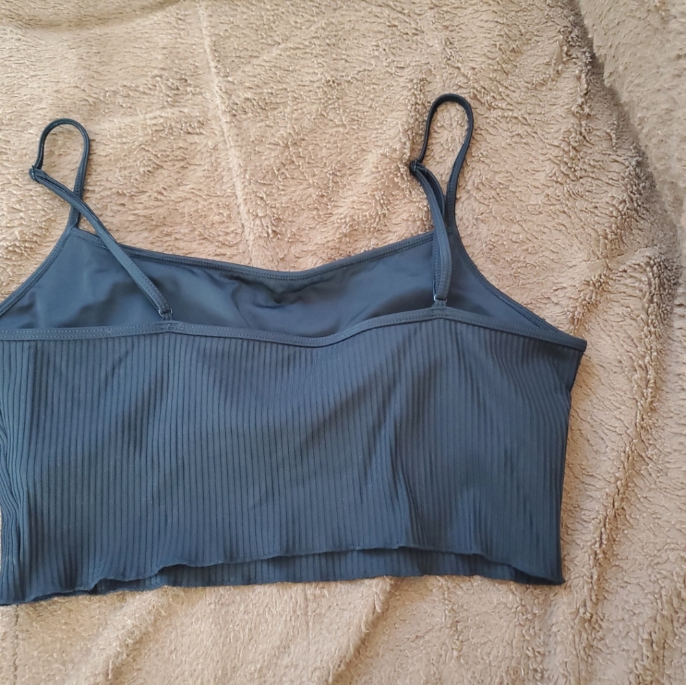 L.A. Hearts by PacSun Ribbed Cropped Swim Tankini Swim Top Swimsuit - Picture 2 of 6